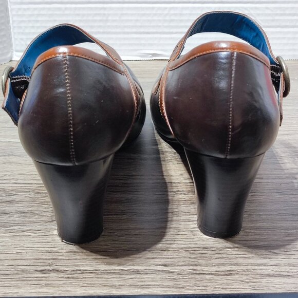 Vintage Candie's Jessa Maryjane Pumps Size 10 Brown Chunky Heels Comfort - Picture 5 of 15